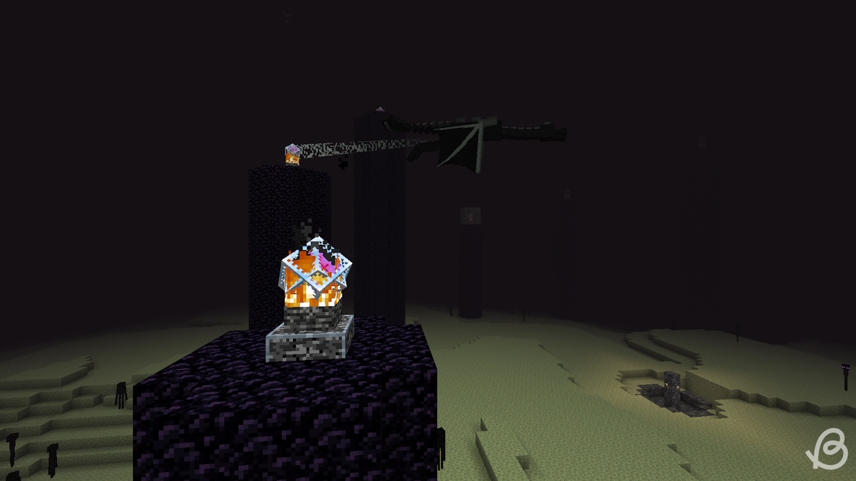 To beat Minecraft, you need to shoot these end crystals first