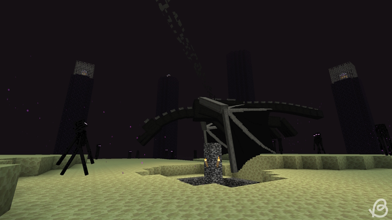 Ender Dragon perching in Minecraft