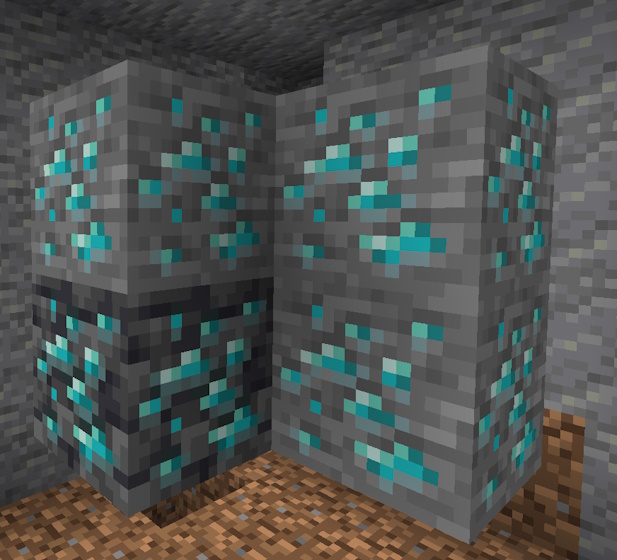 Minerale di diamante normale sul livello Y 8 in Minecraft 1.20