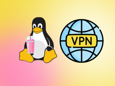 Tux Linux με εικονίδιο VPN