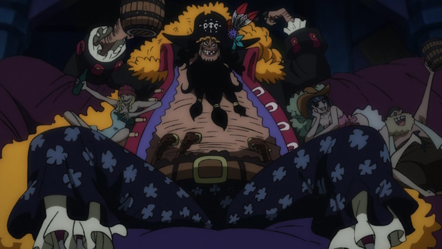 Blackbeard with his other crew members.