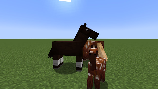 Élevage De Deux Chevaux Produisant Un Poulain De Cheval Dans Minecraft