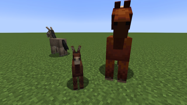 Breeding a horse and a donkey that produce a mule foal in Minecraft