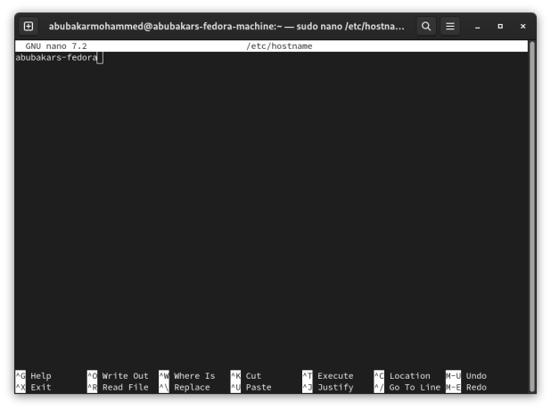 Change hostname in terminal