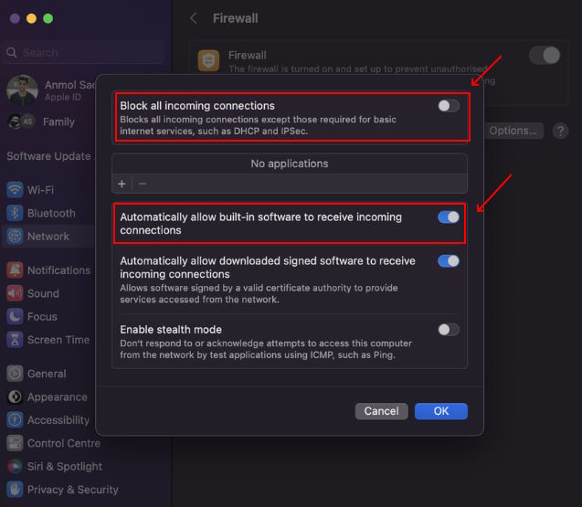 Check Firewall Settings on Mac