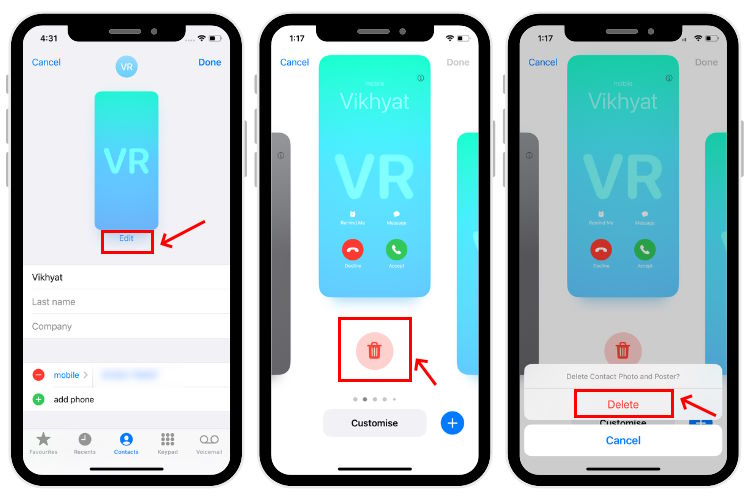 Delete Contact Posters for saved contacts on iPhone