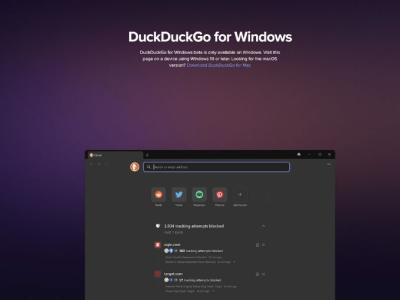 DuckDuckGo for Windows landing page