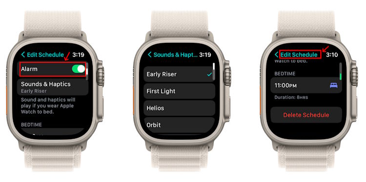 Edit or Delete Schedule to track sleep on Apple Watch