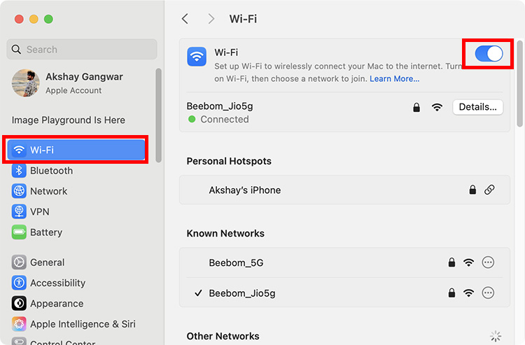 Steps to enable WiFi on Mac