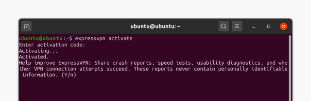 Express VPN activate on Linux