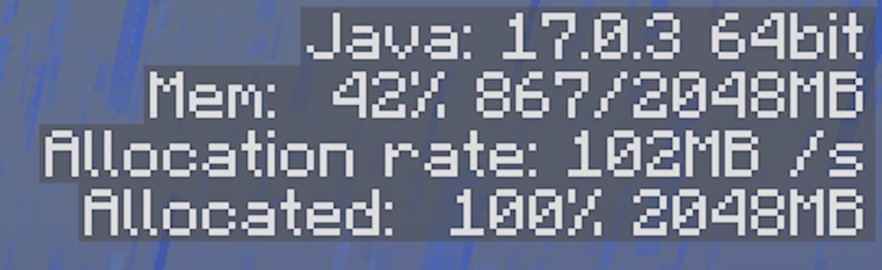 First paragraph on the right side of the f3 debug screen in Minecraft
