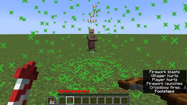 Villager shot with a firework from a crossbow in Minecraft
