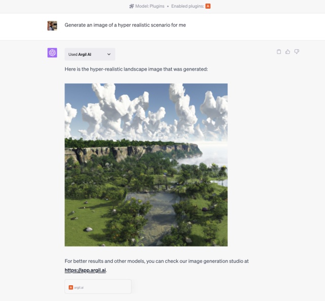 A screenshot showing Argil AI generating images