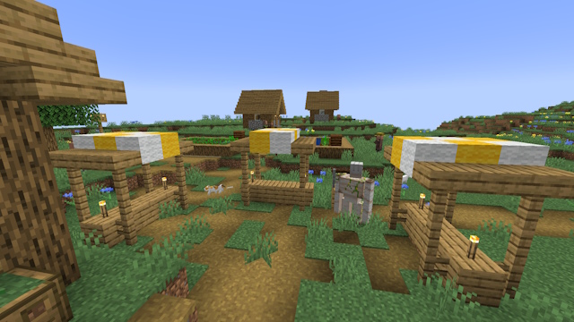 Plains village with some meeting point overhangs made out of wool