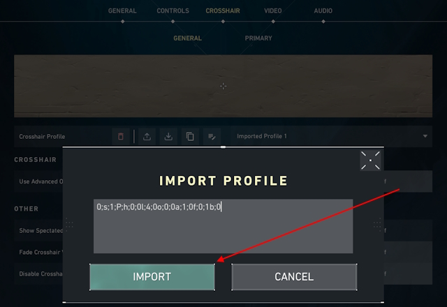 Import Button on Crosshair Paste Page
