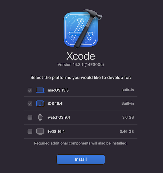 Install Xcode app
