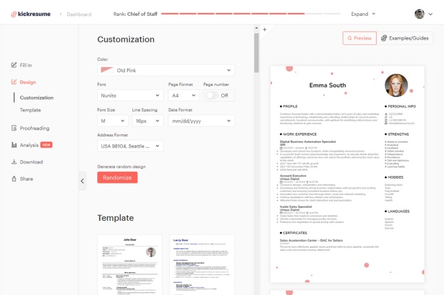 kickresume free ai tools