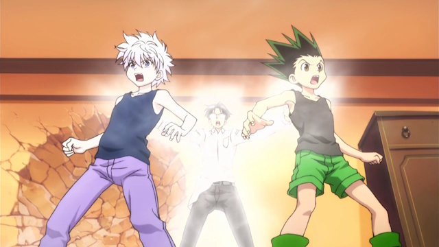 Wing initiating Nen to Killua and Gon.
