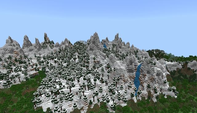 Large snowy mountain biomes creating a beautiful scenery