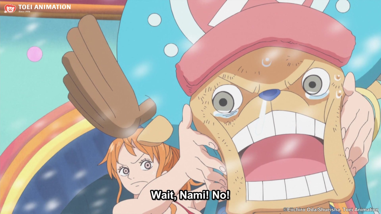 Nami holding Chopper in Punk hazard.