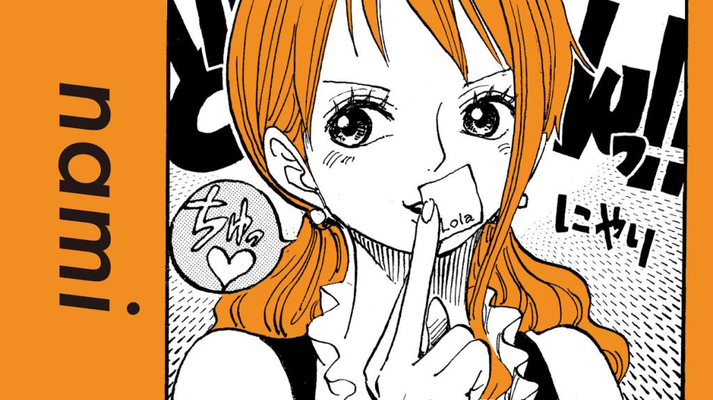 Nami holding Lola's Vivre Card in manga