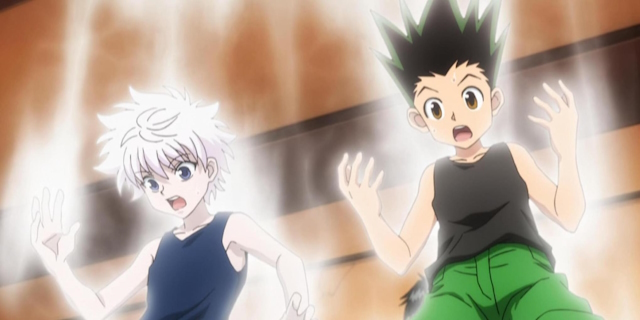 Gon and Killua experiencing Nen for the first time in Hunter x Hunter anime.