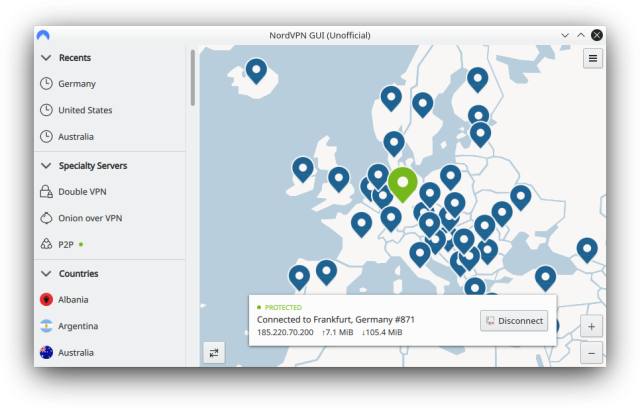 NordVPN GUI on Linux