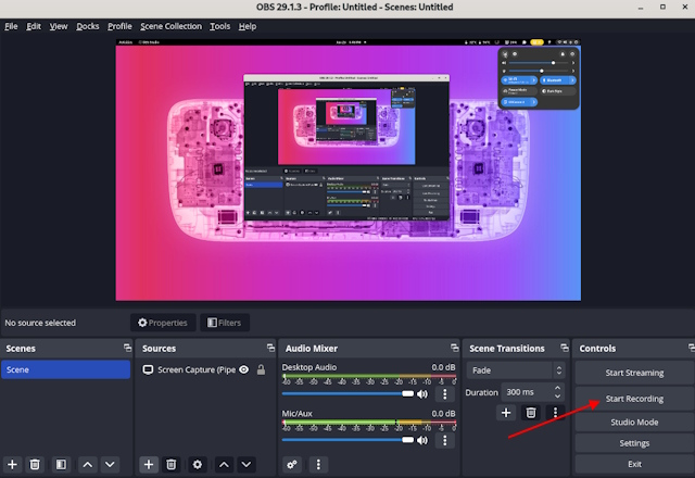 OBS Linux Start Recording Button