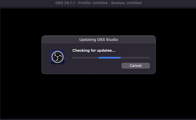 Checking for updates in OBS