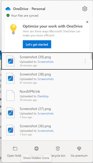 OneDrive Interface