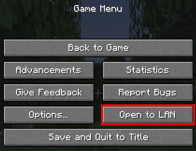 Select the Open to LAN button