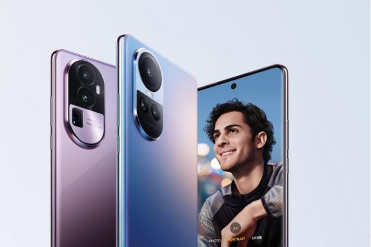 The Oppo Reno 10 series in pink and blue color variants is listed on Oppo India's website