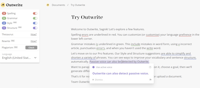 Outwrite Interface