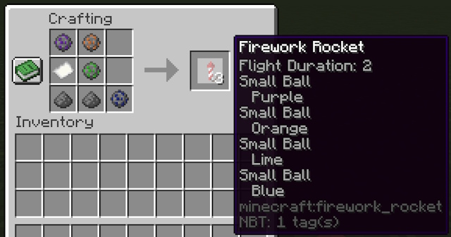 Firework recipe with firework star in Minecraft