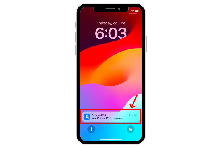 Personal Voice is ready notification on iOS 17