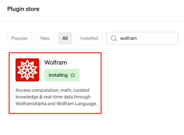 install wolfram plugin in chatgpt