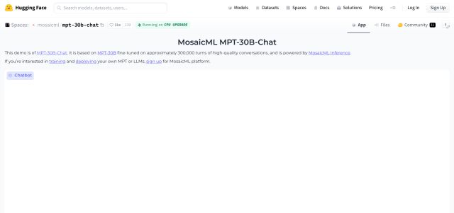 mpt 30b chat by mosaic ml on hugging face
