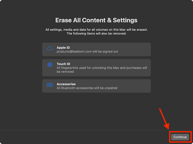 Erase all content and settings on Mac