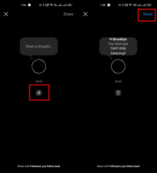 Ces Images Illustrent La Possibilité D'Ajouter De La Musique Aux Notes Dans Instagram