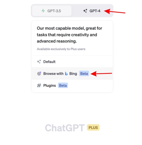 A screenshot showing how to select the browse with Bing