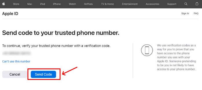 Send Code to complete Account Recovery