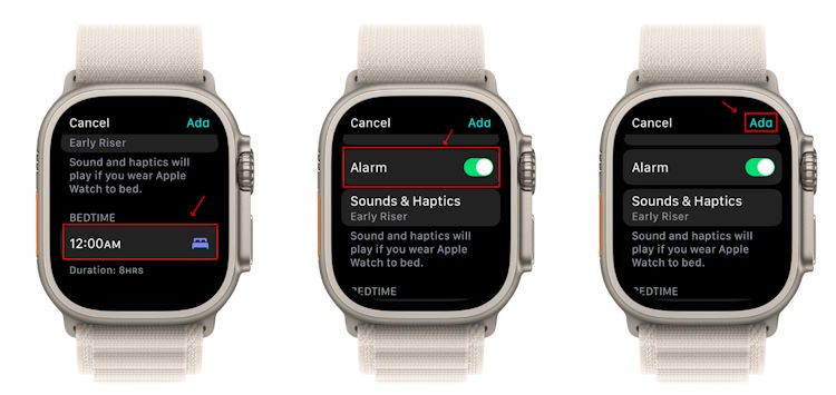 Set Alarm for sleep schedule in Apple Watch
