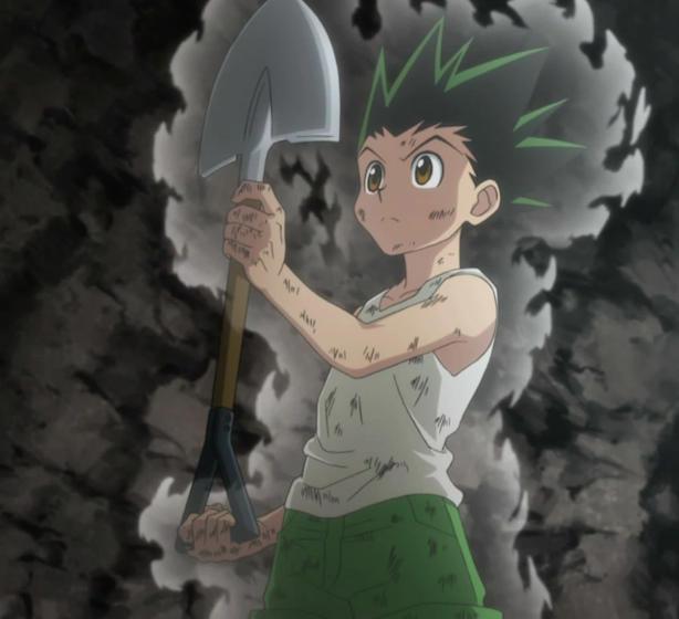 Gon using Shu on a shovel