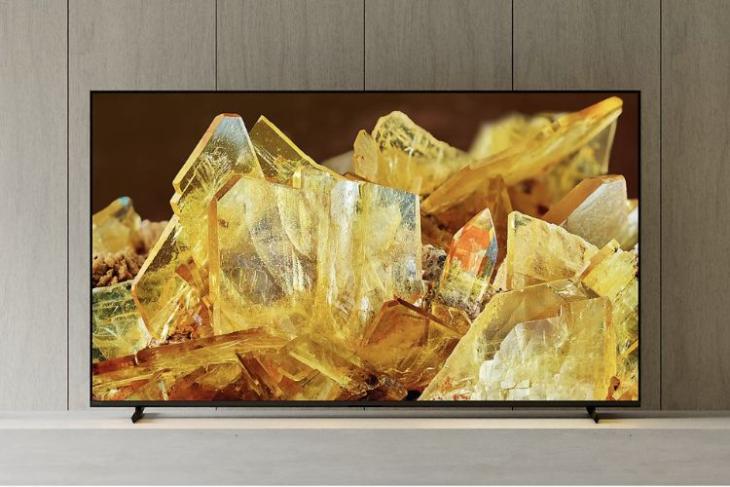 Sony Bravia XR X90L Series showcased with a coffee color backdrop
