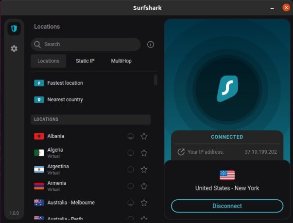 Surfshark GUI for Ubuntu linux