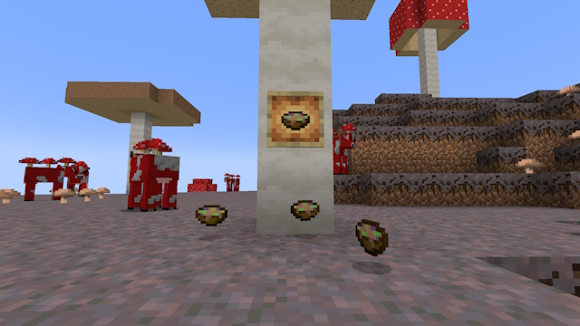 Suspicious stew items on a mushroom island in Minecraft