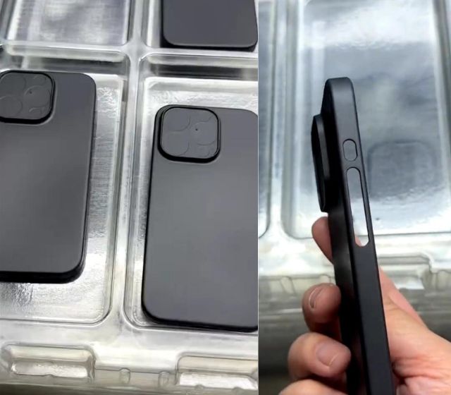 The image depicts the new design leak for the alleged iPhone 15 Pro Max that indicates the switch from the mute button to a custom button