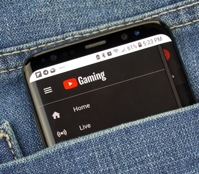 This image depicts the Gaming option in YouTube on a smartphone