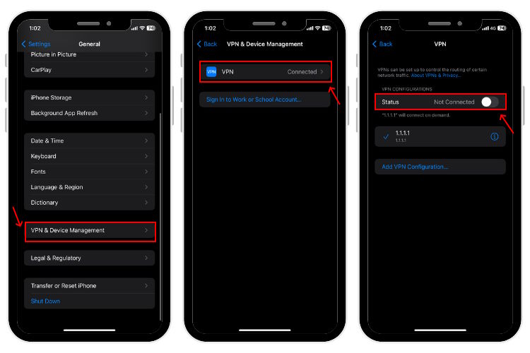 قم بإيقاف تشغيل VPN على iPhone