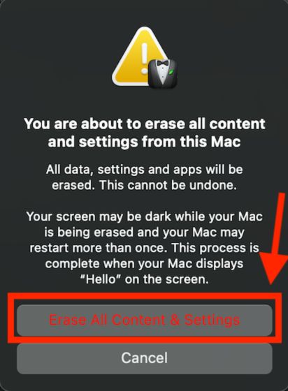 Erase all content and settings on Mac